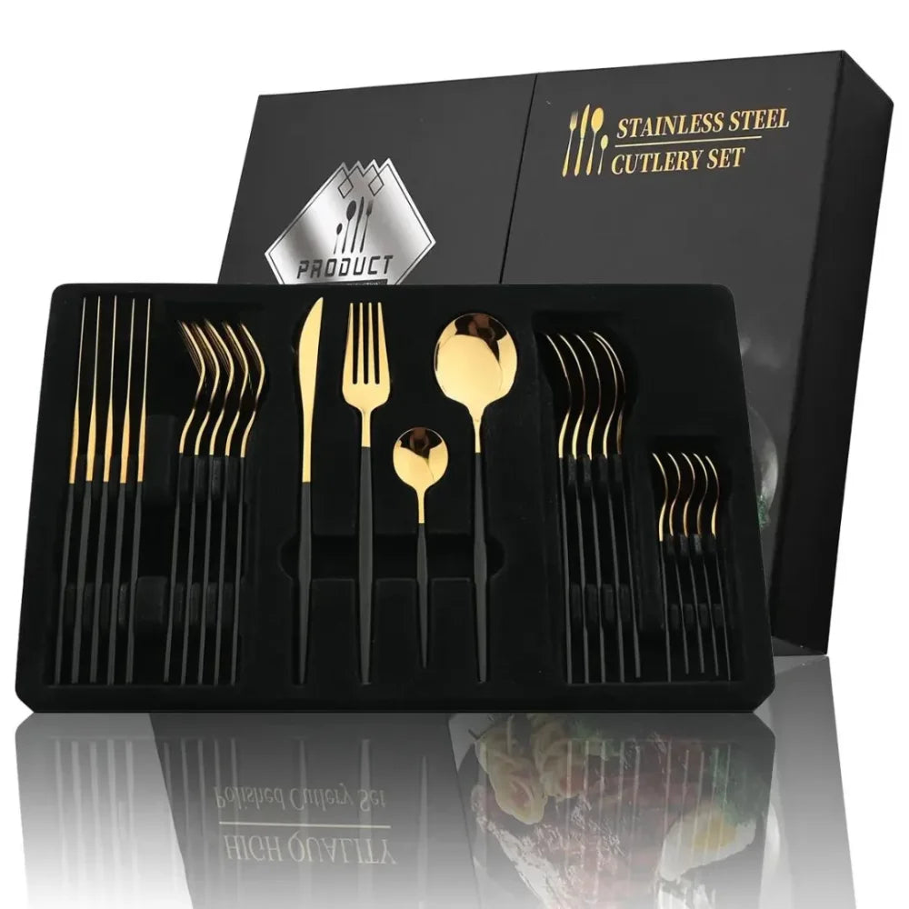 Golden Luxy Cutlery Set – 24 Pieces
