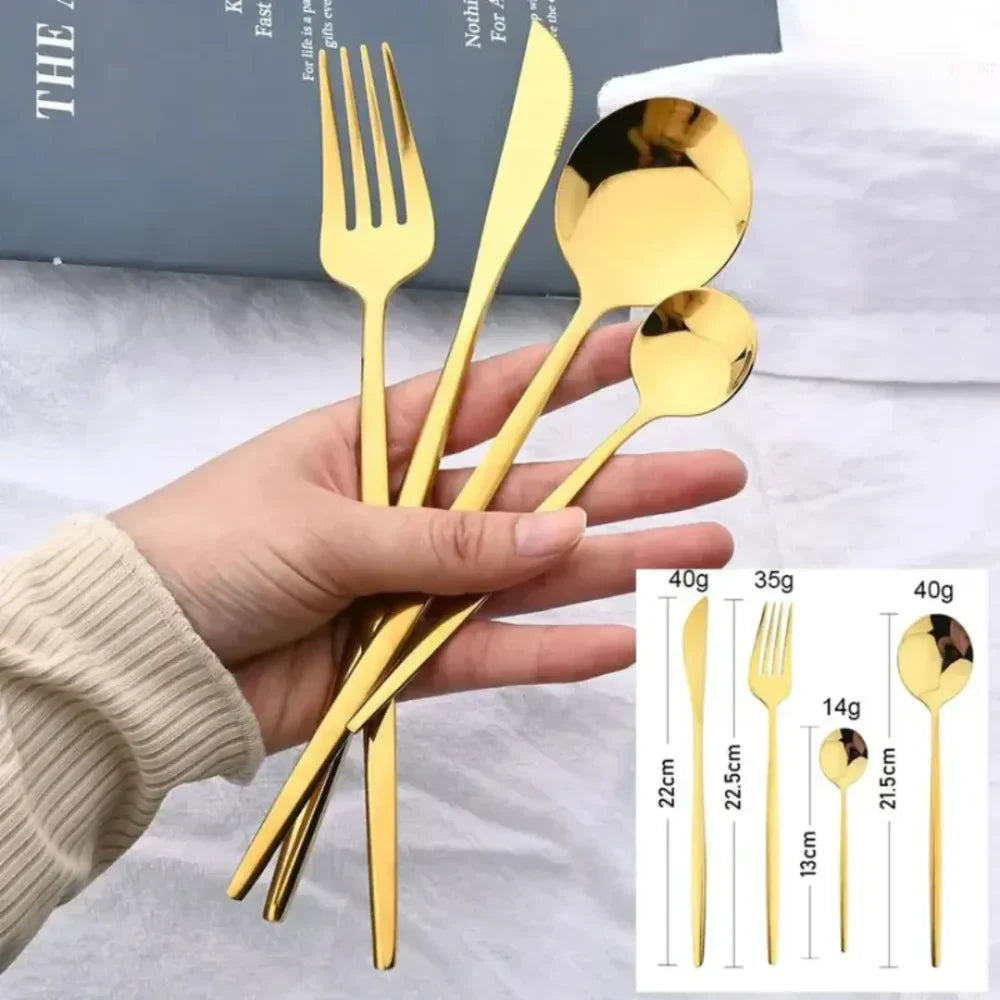 Golden Luxy Cutlery Set – 24 Pieces