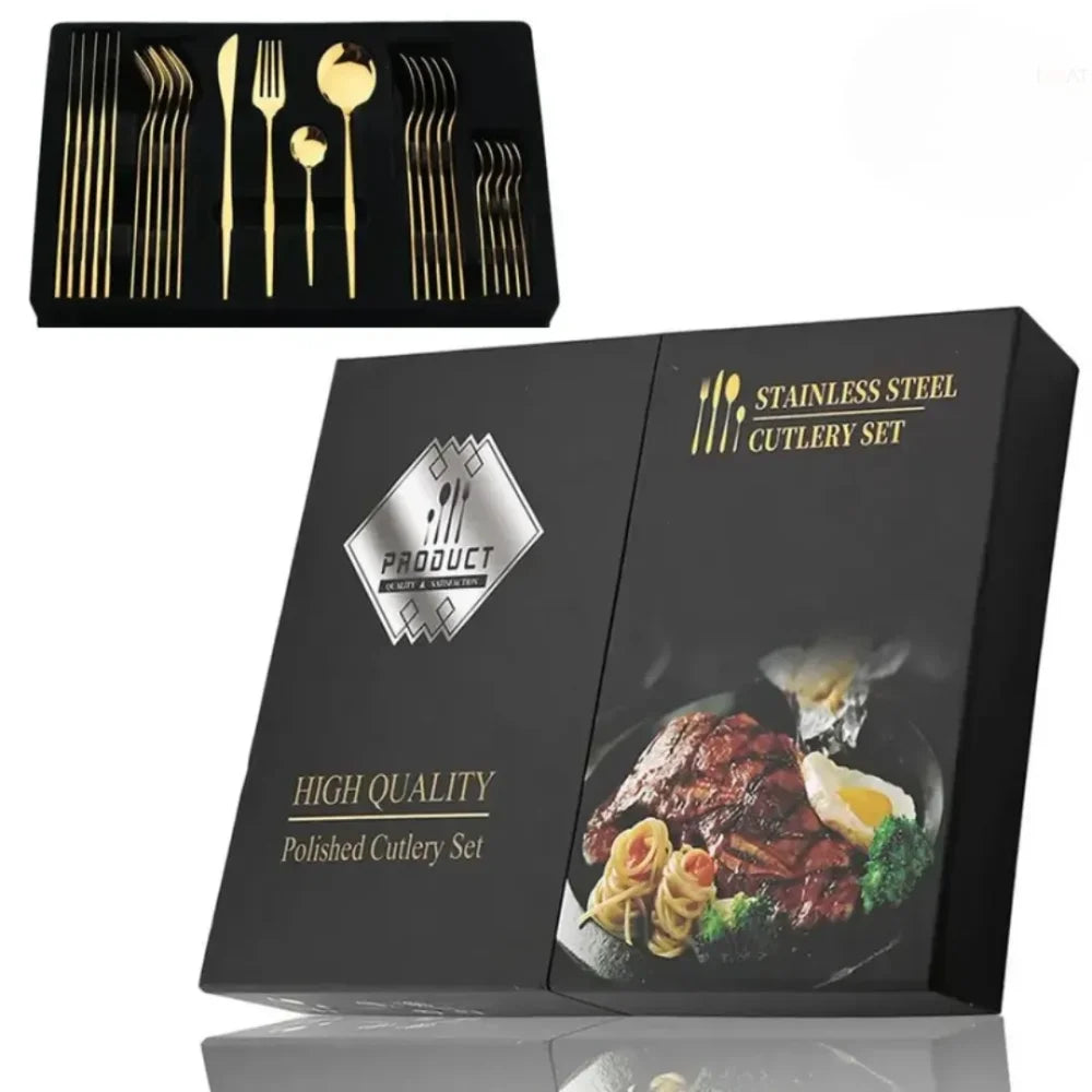 Golden Luxy Cutlery Set – 24 Pieces