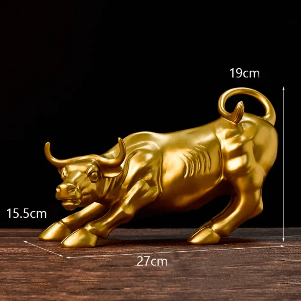 Golden Wall Street Bull Sculpture