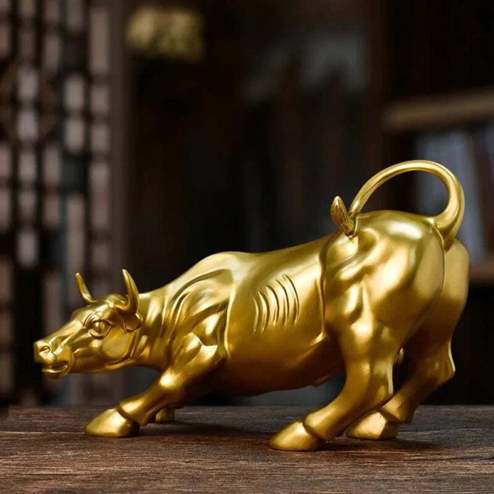 Golden Wall Street Bull Sculpture