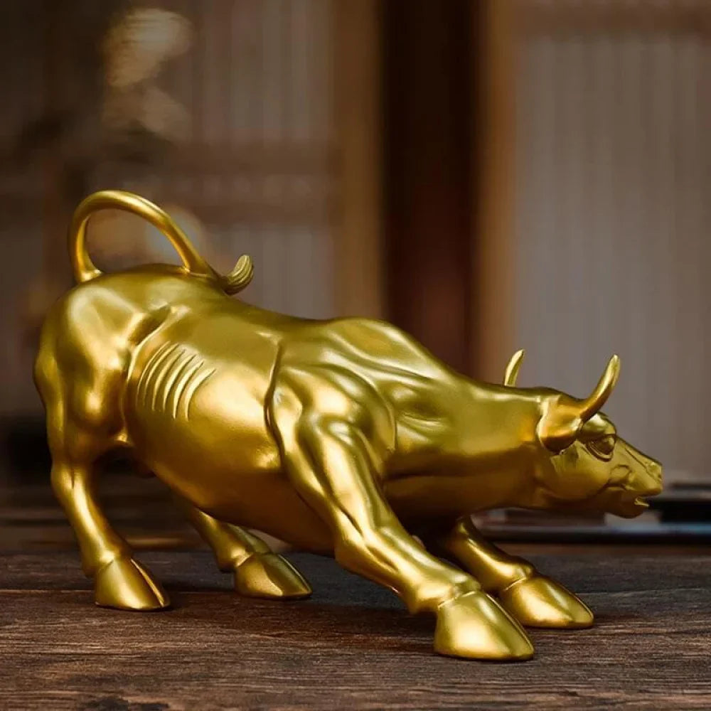 Golden Wall Street Bull Sculpture