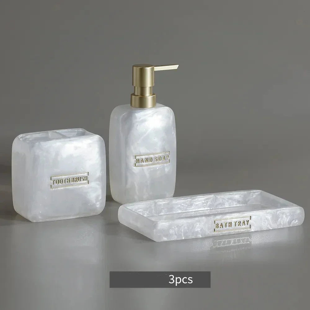 Pearl White Bathroom Dispenser Set