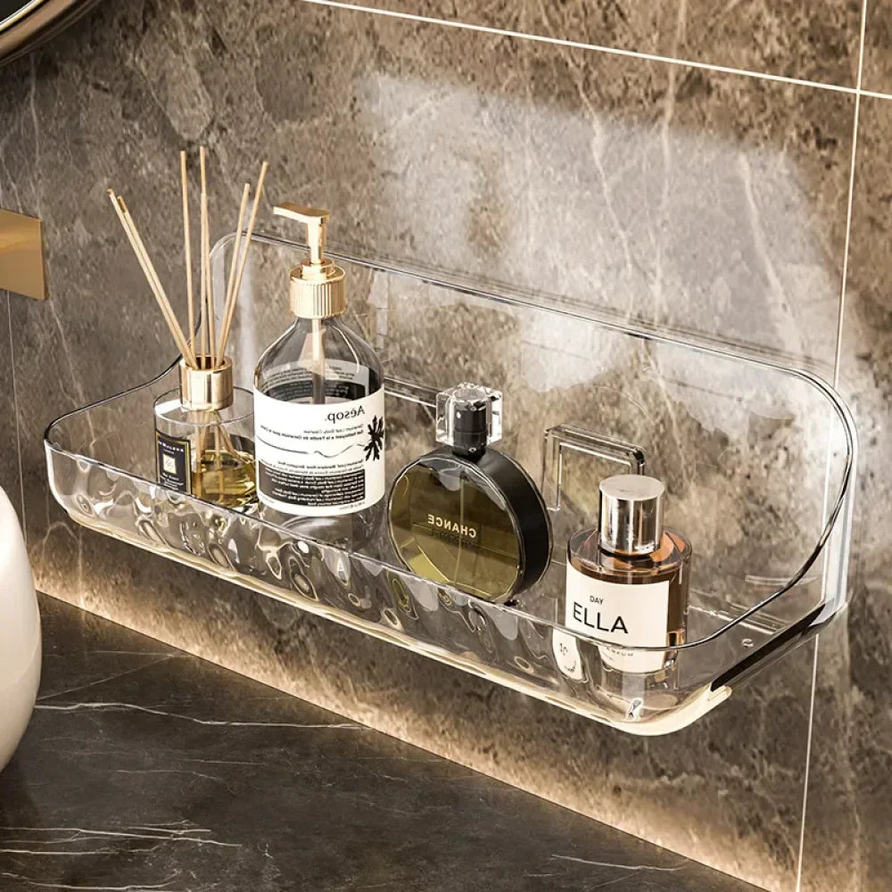 Transparent No-Drill Bathroom Shelf
