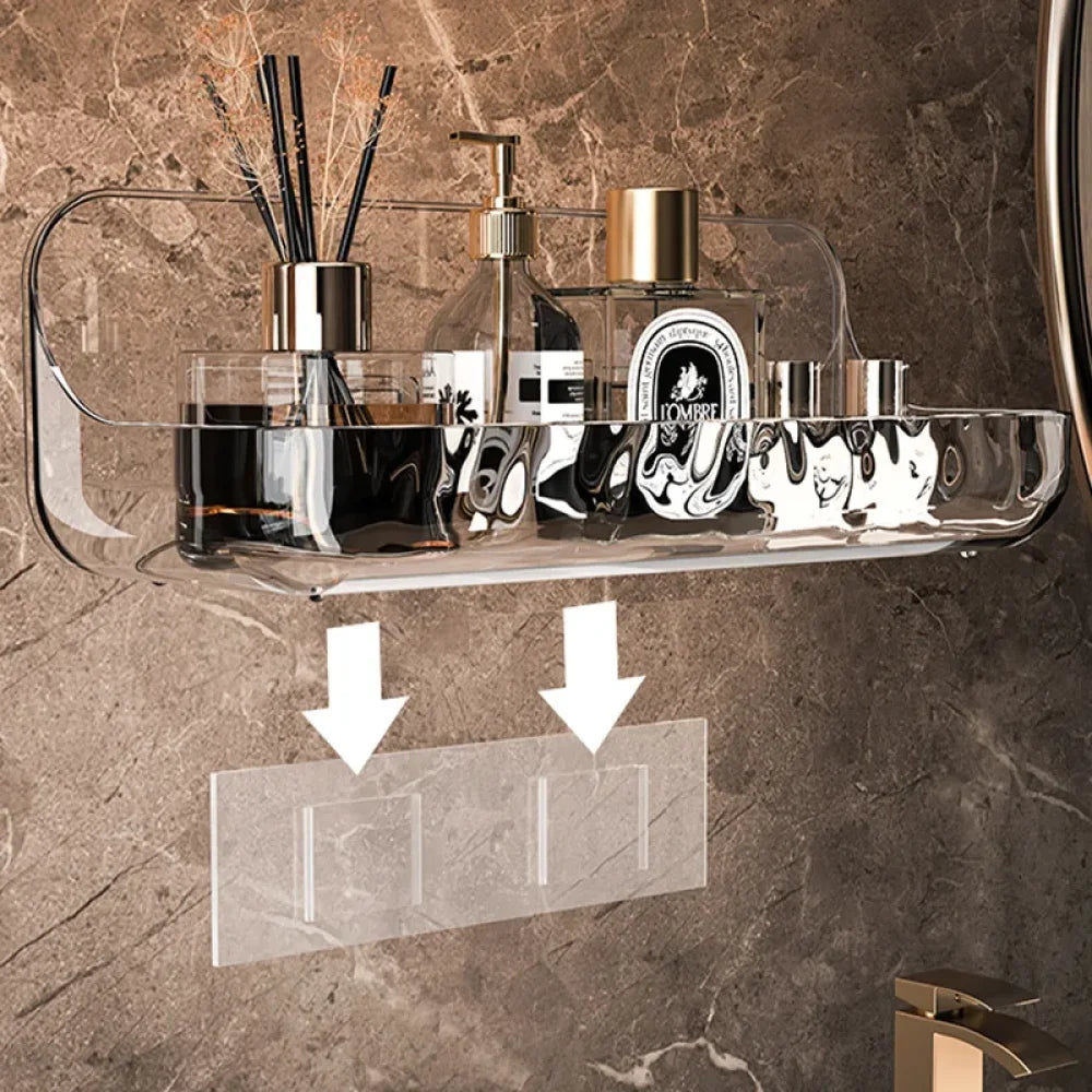 Transparent No-Drill Bathroom Shelf