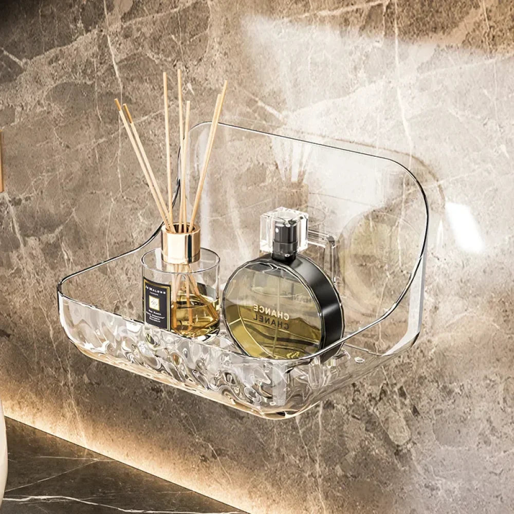 Transparent No-Drill Bathroom Shelf