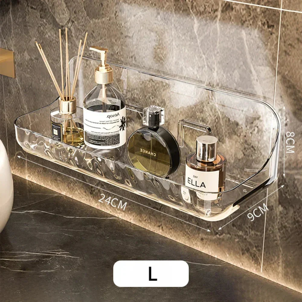 Transparent No-Drill Bathroom Shelf